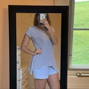 🍁 2/$20❕Soft Black & White Striped Long Tee Shirt